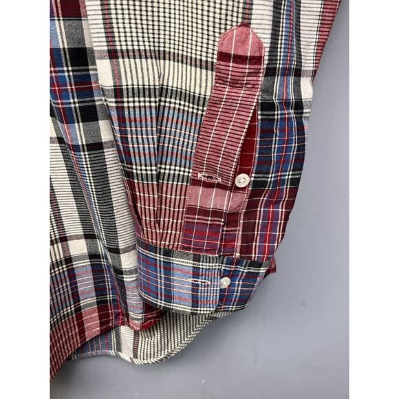 Ralph Lauren Button Down Shirt Mens Large Patchwork Plaid Red‎ Blue Preppy - Picture 5 of 6